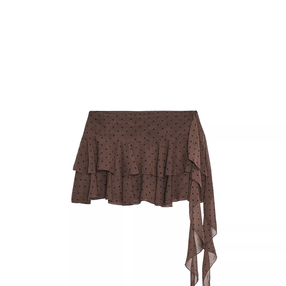 Zara | Brown Polka Dot Ruffle Skirt